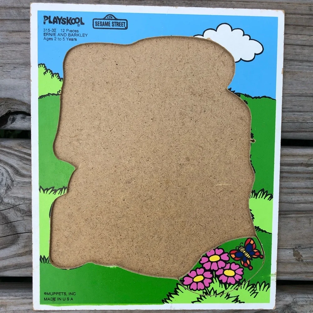 - Vintage Ernie/Barkley Playskool Wooden Puzzle! EUC!